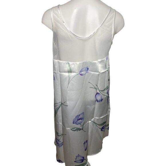 Avon Style White Floral Sleeveless Satin Night Gown Sz Small NEW - Picture 3 of 8
